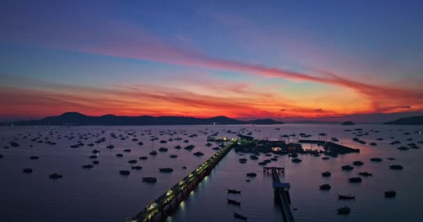 Vzdušný Hyperprostorový Výhled Krásný Východ Slunce Nad Ostrovy Molu Chalong — Stock video
