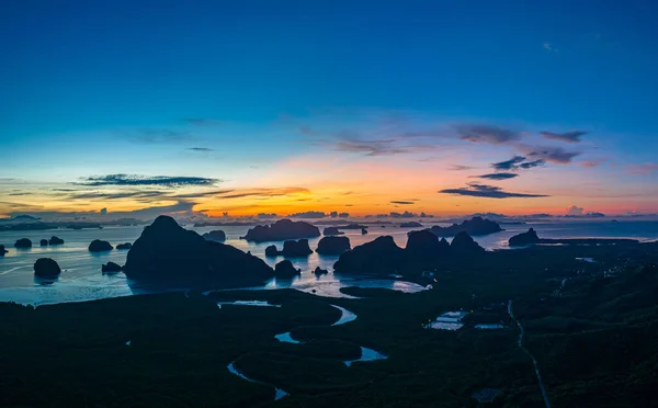 amazing sunrise above the island at Samed Nang Chee Phang Nga