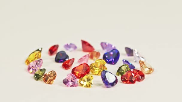 Splendidi Diamanti Multicolori Forma Cuore Incastonati Cerchio Diamanti Forma Cuore — Video Stock