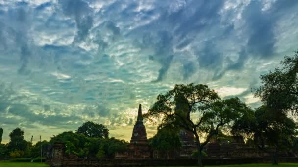 Čas Lapse Mraky Zakryly Trosky Pagoda Wat Phra Ram Období — Stock video