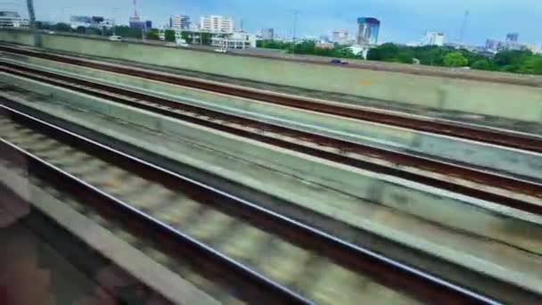 Bangkok Thailand November 2023 Landskap Utsikt Från Red Line Skytrain — Stockvideo