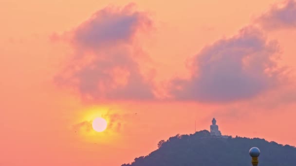 Felhő Fúj Phuket Big Buddha Édes Naplemente Phuket Nagy Buddha — Stock videók