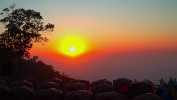 Scénický Pohled Východ Slunce Nad Horizontem Thajských Horách — Stock video