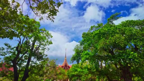White Clouds Blue Sky Chalong Temple — Stock Video