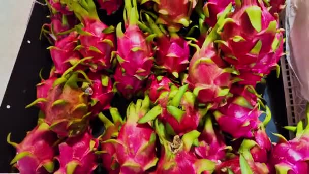 Cesta Frutas Dragón Rosa Brillante — Vídeos de Stock