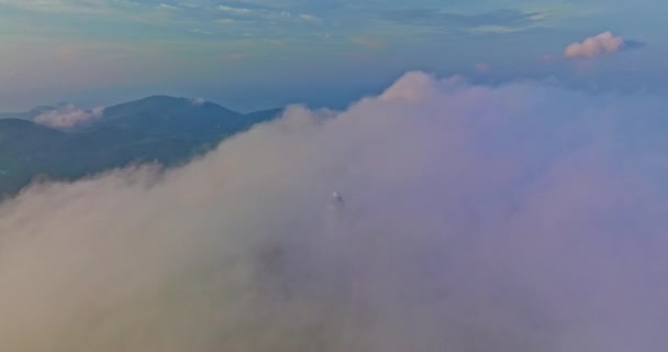 Aerial View Big Buddha Phuket Can Only Seen Head Peeking — Wideo stockowe