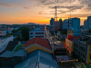 celebrations events in Phuket Town to attract tourists.Aerial view the ancient building that are beautiful 
