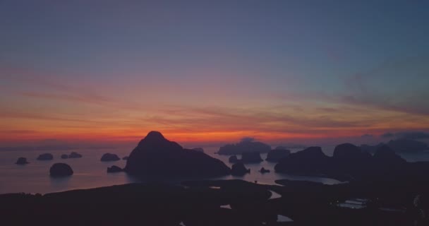 Puesta Sol Fotografía Aérea Hermoso Cielo Rojo Amanecer Por Encima — Vídeos de Stock