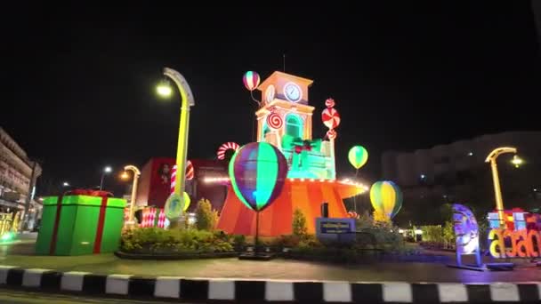 Nachtzicht Van Stad Van Nieuwe Yphuket Thailand December 2023 Decoratieve — Stockvideo