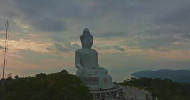 Céu Paisagem Vista Aérea Pôr Sol Phuket Grande Buda — Vídeo de Stock