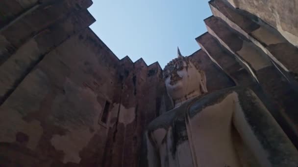 Пхра Красивая Статуя Будды Ват Сичум Исторический Парк Сукхотай Таиланд — стоковое видео