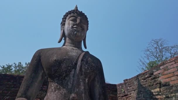 Bela Estátua Buda Wat Chum Sukhothai Tailândia — Vídeo de Stock