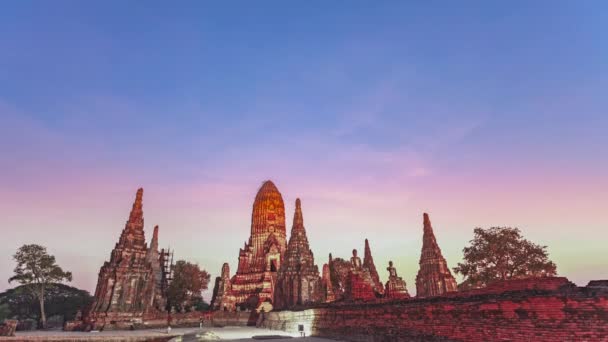 Laps Temps Ancien Temple Wat Chaiwatthanaram Temple Province Ayutthaya Crépuscule — Video