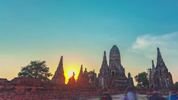 Čas Vypršel Starý Chrám Wat Chaiwatthanaram Chrám Provincie Ayutthaya Soumraku — Stock video