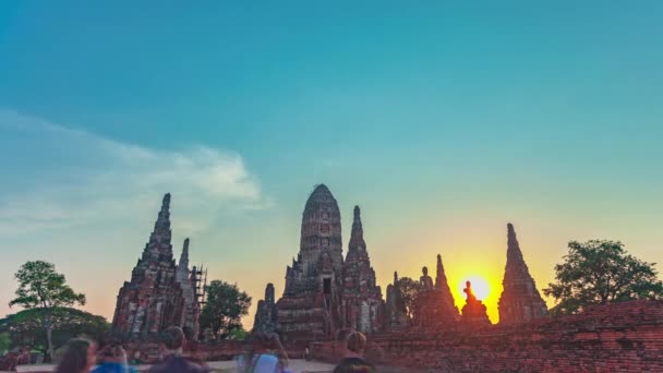 Time Lapse Oude Tempel Wat Chaiwatthanaram Tempel Van Provincie Ayutthaya — Stockvideo