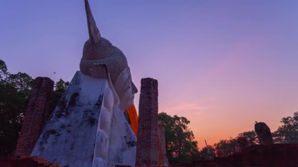 Timelapse Sunset Wat Khun Inthapramun Een Tempel Die Gebouwd Sukhothai — Stockvideo