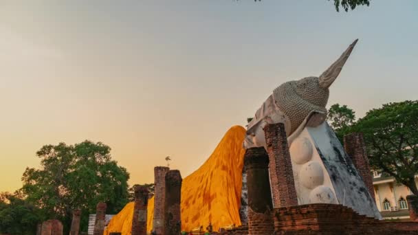 Zeitraffer Sonnenuntergang Wat Khun Inthapramun Ist Ein Tempel Der Sukhothai — Stockvideo