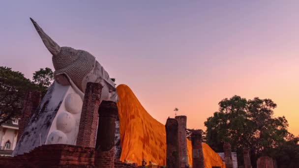 Pôr Sol Timelapse Wat Khun Inthapramun Templo Que Construiu Sukhothai — Vídeo de Stock