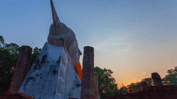 Pôr Sol Timelapse Wat Khun Inthapramun Templo Que Construiu Sukhothai — Vídeo de Stock