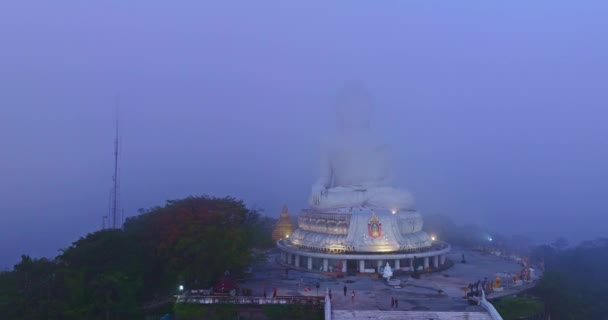 Aerial View Big Buddha Phuket Can Only Seen Head Peeking — Video Stock