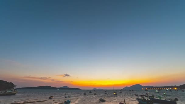 Time Lapse Sweet Sky Sunrise Fishing Port — Stock Video