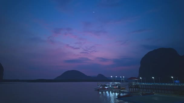 Time Lapse Ilha Panyee Crepúsculo Aldeia Uma Pequena Mas Encantadora — Vídeo de Stock