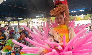 Bangkok,Thailand-April,11,2024:Nang Noppamas procession on Songkran day clipart
