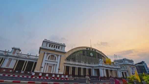 Time Lapse Hua Lamphong Train Station Built European Style Architecture — Stock Video