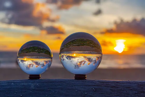 Stock image footage of the sea when the sun falls into crystal balls.