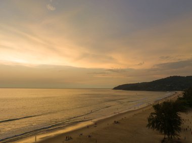 Karon Sahili 'nde Hava Görüntüsü Büyüleyici Gün Batımı