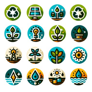 Renkli ve siyah çizgili çevre dostu ikon. İzole eşyalar. Vektör çizimi. Terfi, dekorasyon ve UI için kullan.