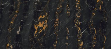 Arkaplan için siyah mermer doğal desen, soyut siyah ve sarı taş döşemeler.