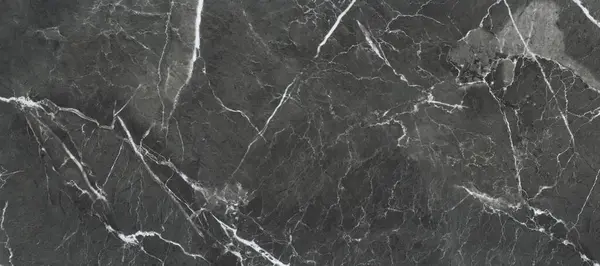 Ürün tasarımı için beyaz ve mavi desenli doğal koyu siyah mermer (Altın Rusya) doku arka planı.