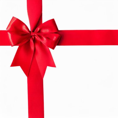 Kırmızı kurdele kırmızı kurdele, beyaz ipek parlayan saten üzerinde kırmızı kurdele, beyaz ipek saten parlak hediye. Yüksek kalite fotoğraf