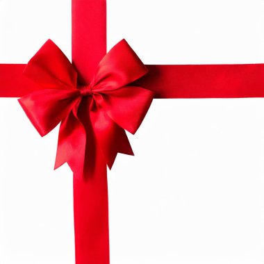 Kırmızı kurdele kırmızı kurdele, beyaz ipek parlayan saten üzerinde kırmızı kurdele, beyaz ipek saten parlak hediye. Yüksek kalite fotoğraf