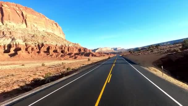 Bright Day Drive Natural Beauty Capitol Reef Highway Drive Scenic — Stock Video
