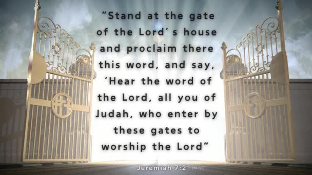 Ворота Небес Широко Відкриваються Біблійний Вірш Від Єремії Який Наказує — стокове відео