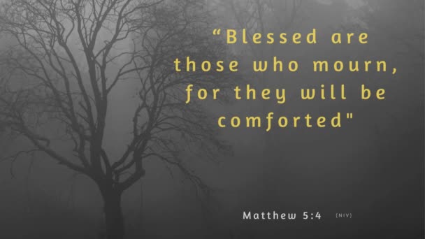 Dark Dreary Background Shrouded Fog Bible Verse Matthew Blessed Those — Stock Video