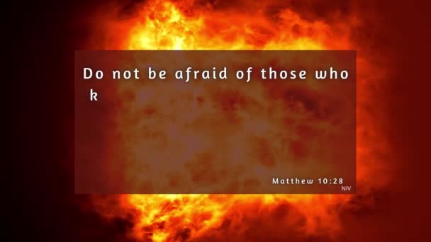 Tüzes Háttér Biblia Vers Máté Félj Azoktól Akik Megölik Testet — Stock videók