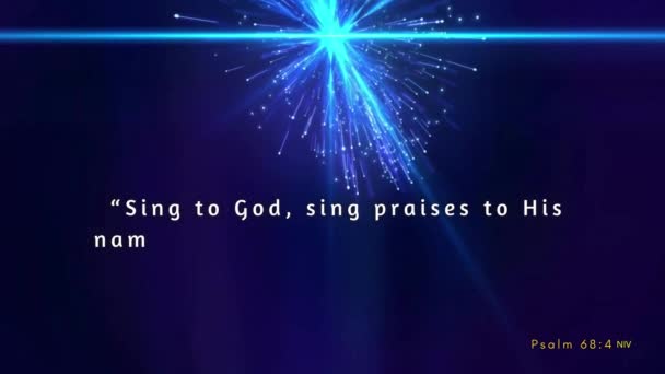 Strahlender Tiefblauer Sternenhintergrund Mit Dem Bibelvers Psalm Der Eine Majestätische — Stockvideo