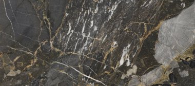 Altın damarlı siyah mermer, arkaplan için siyah mermer doğal desen, altın mermer desen, bir sürü koyu zıt damarlı altın mermer desen, seramik zemin ve duvar fayansları için lüks mermer taş.