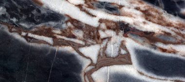 Kahverengi damarlı siyah mermer, arkaplan için siyah mermer doğal desen, soyut siyah beyaz ve altın, siyah ve sarı mermer, dijital duvar fayanslarının parlak mermer dokusu.