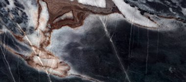 Kahverengi damarlı siyah mermer, arkaplan için siyah mermer doğal desen, soyut siyah beyaz ve altın, siyah ve sarı mermer, dijital duvar fayanslarının parlak mermer dokusu.