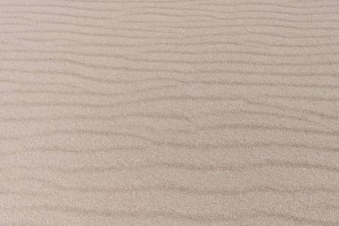 Görüntü boyunca yatay olarak uzanan dalgalı dalga desenli çöl kumunun arkaplan görüntüsü.