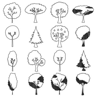 Tree Doodle vektör simgesi ayarlandı. Çizim çizimi el çizimi çizimi çizimi.