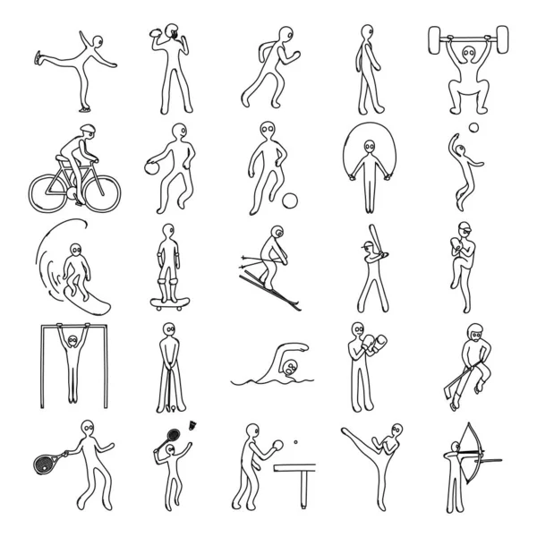 Набір Піктограм Пов Язаних Спортом Doodle Малюнок Ескізу Ілюстрація Рука Векторна Графіка