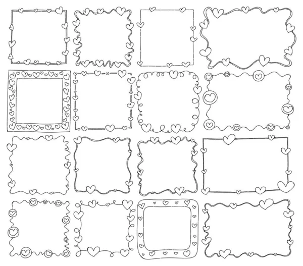 Frame Doodle Vektor Set Zeichnung Skizze Handgezeichnete Linie Stockvektor