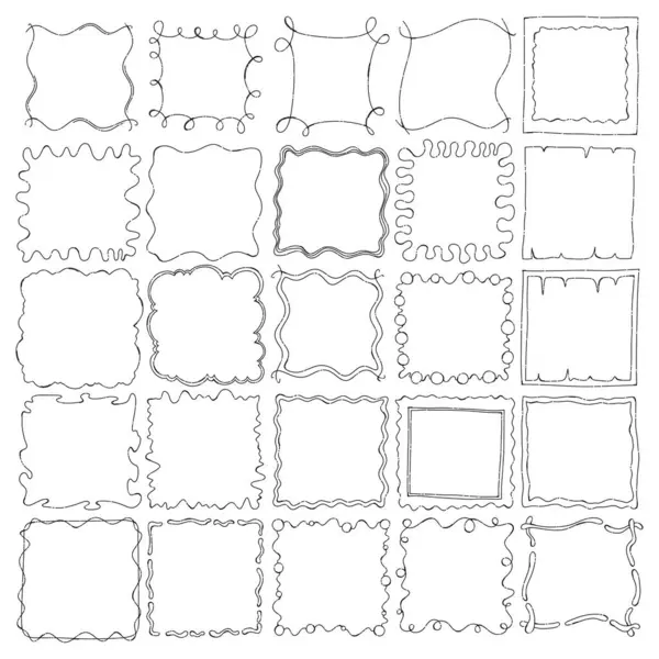 Çerçeve karalama vektör kümesi. El çizimi çizimi çizimi.