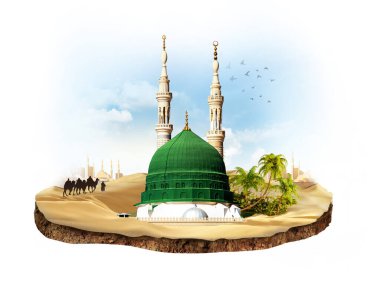 Peygamber Camii 'ndeki Yeşil Kubbe Görsel, Medine, Suudi Arabistan