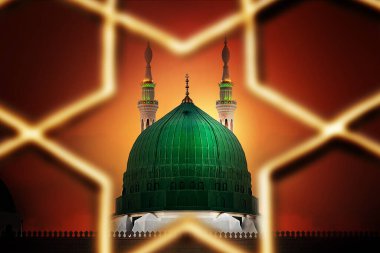 Peygamber Camii 'ndeki Yeşil Kubbe Görsel, Medine, Suudi Arabistan